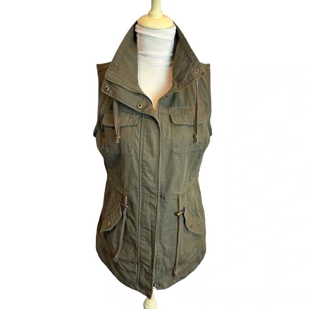 Sebby Khaki Green 100% Cotton Cargo Utility‎ Safari  Vest S